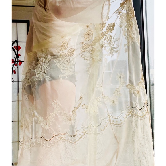 McClintock Sheer Sleeve Floral Embroidery Long Intimates - Picture 11 of 14